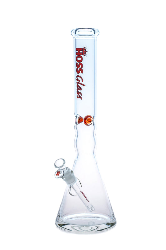 Hoss Glass 18" 5mm Beaker w/ Ice Pinches - Red