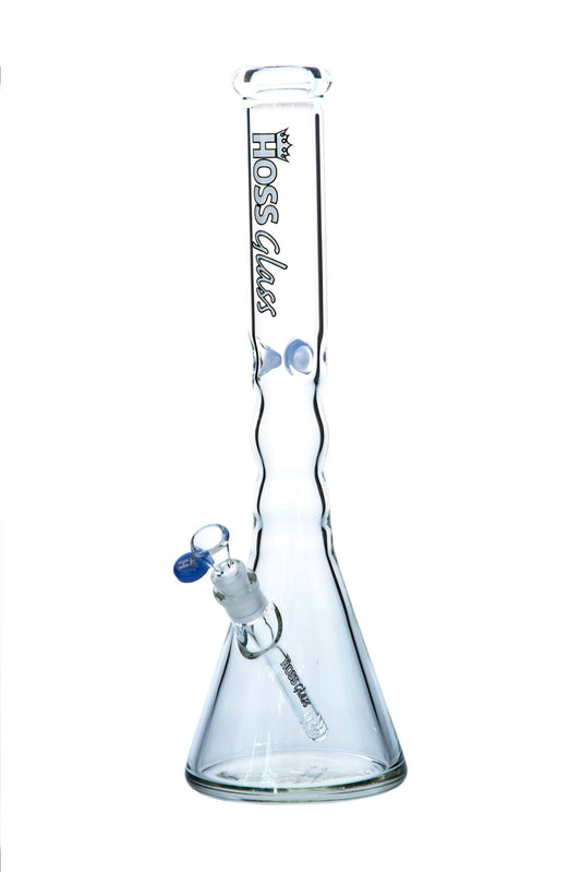 Hoss Glass 18" 5mm Beaker w/ Ice Pinches - Milk Blue