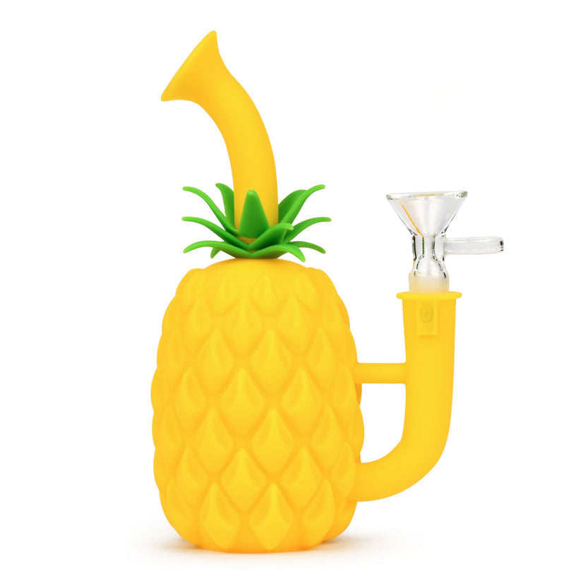Lit Silicone 7" Pineapple Water Pipe w/ 14mm Bowl
