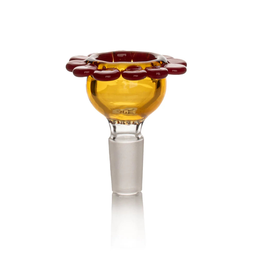 Red Eye Glass 14mm Flower Bowl w/Built-In Screen