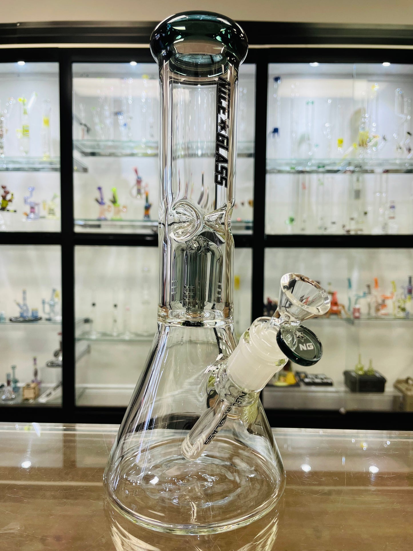 Nice Glass 12" 5mm Beaker w/ 4-Arm Tree Perc