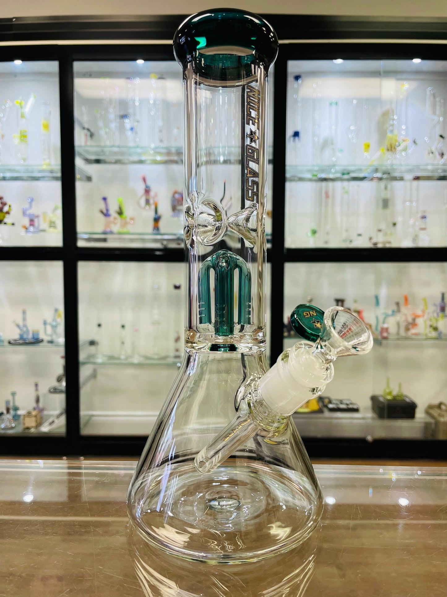 Nice Glass 12" 5mm Beaker w/ 4-Arm Tree Perc