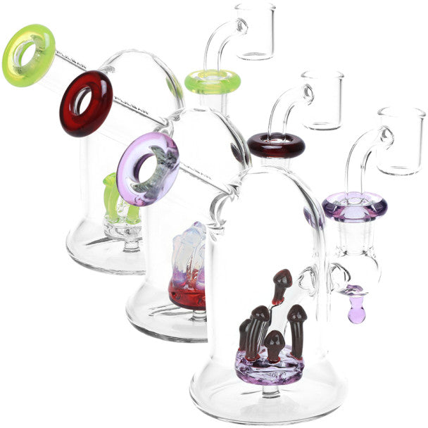 Pulsar 5" Bioluminescence Shroom Perc Mini Glass Dab Rig - Various Colours