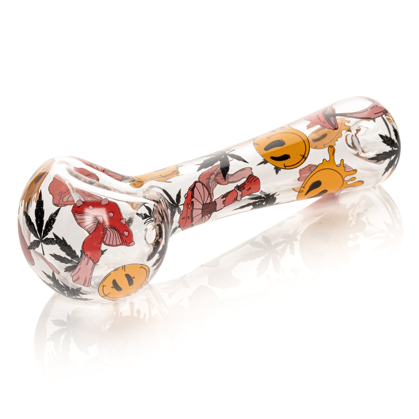 Red Eye Glass 4.5" Smiley Shrooms Hand Pipe w/ Screen