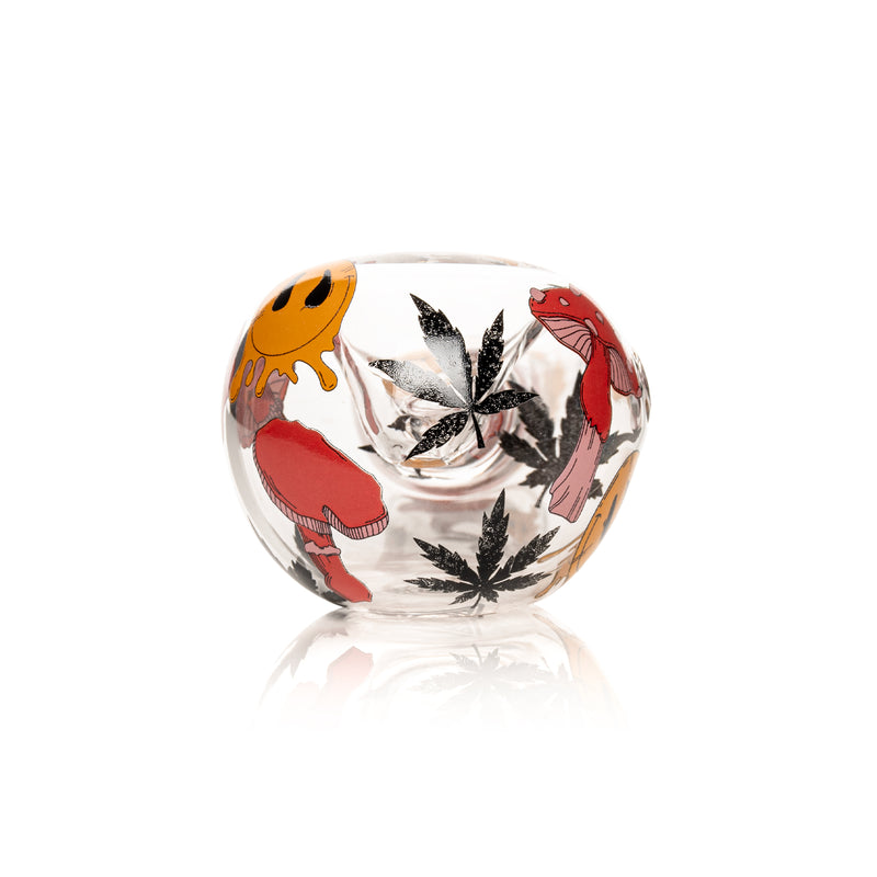 Red Eye Glass 4.5" Smiley Shrooms Hand Pipe w/ Screen