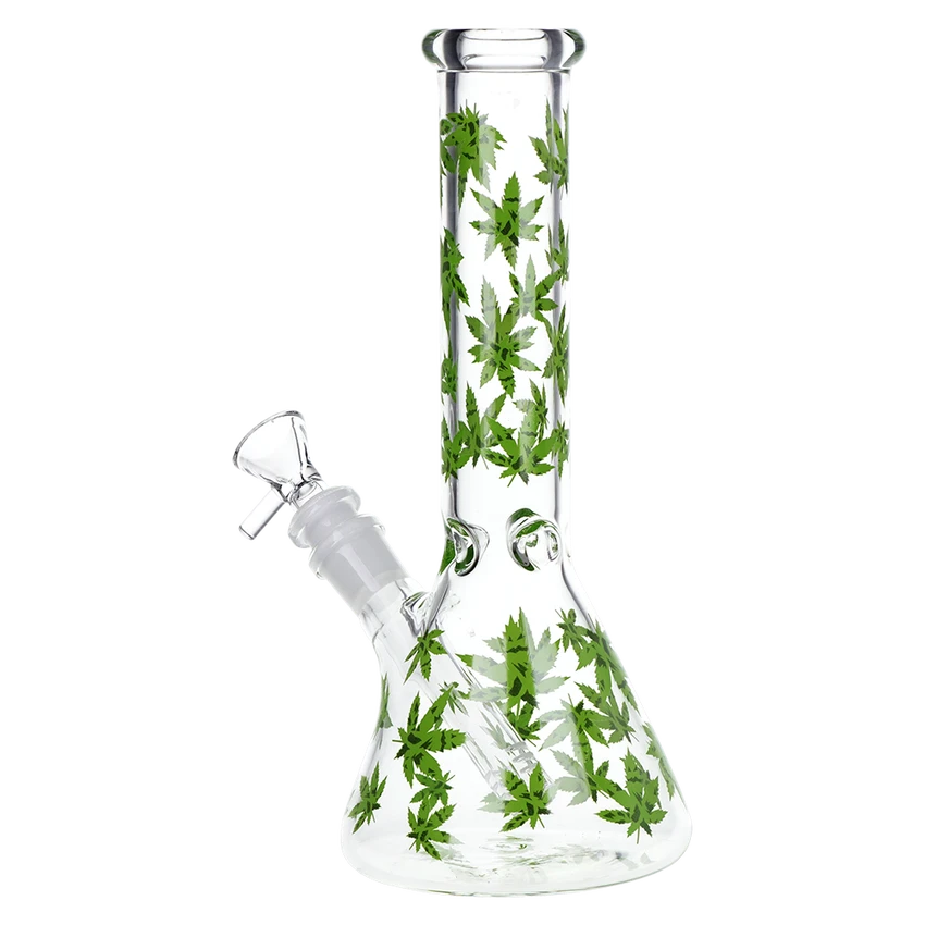 SeshGear 9.75" Green Leaf Beaker Glass Water Pipe