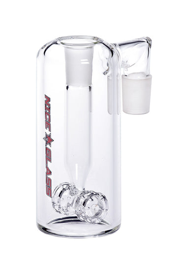 Nice Glass 14mm 90 Degree Two Wheel Ash Catcher - Blue Logo