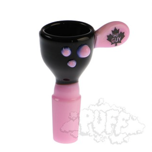 HiGuy 14mm Black Bowl W/ Pink Dots