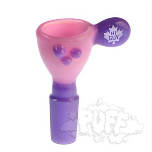 HiGuy 14mm Pink Bowl W/ Purple Dots