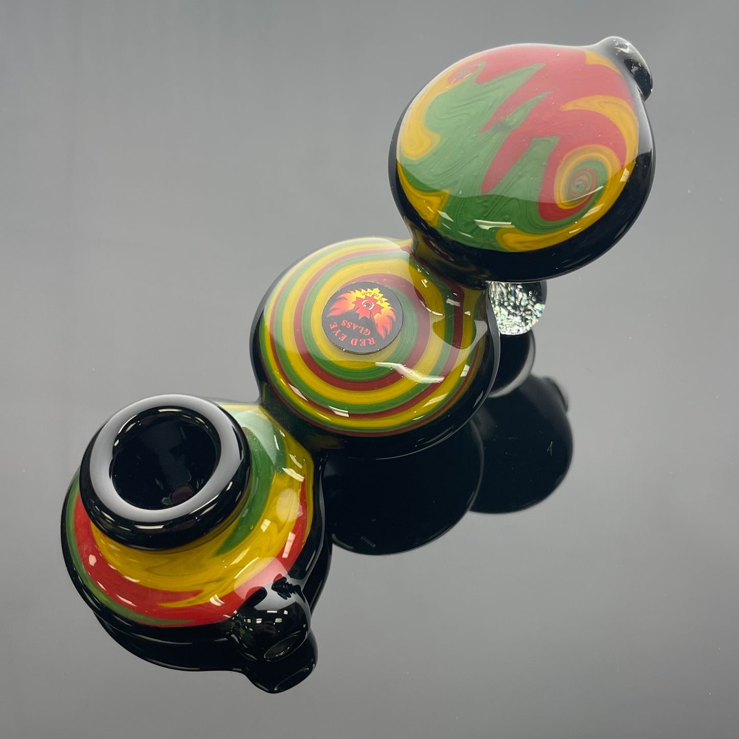 Red Eye Glass 4.5" Rasta Disc Hand Pipe