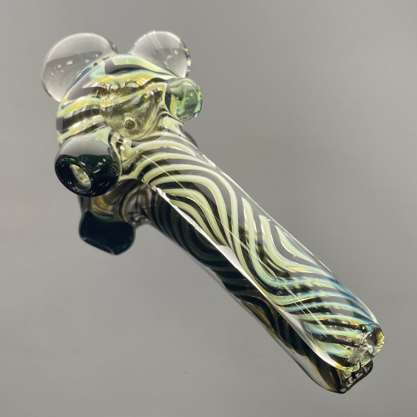 Shine Glass 4.25" Slyme & Black Linework Hand Pipe