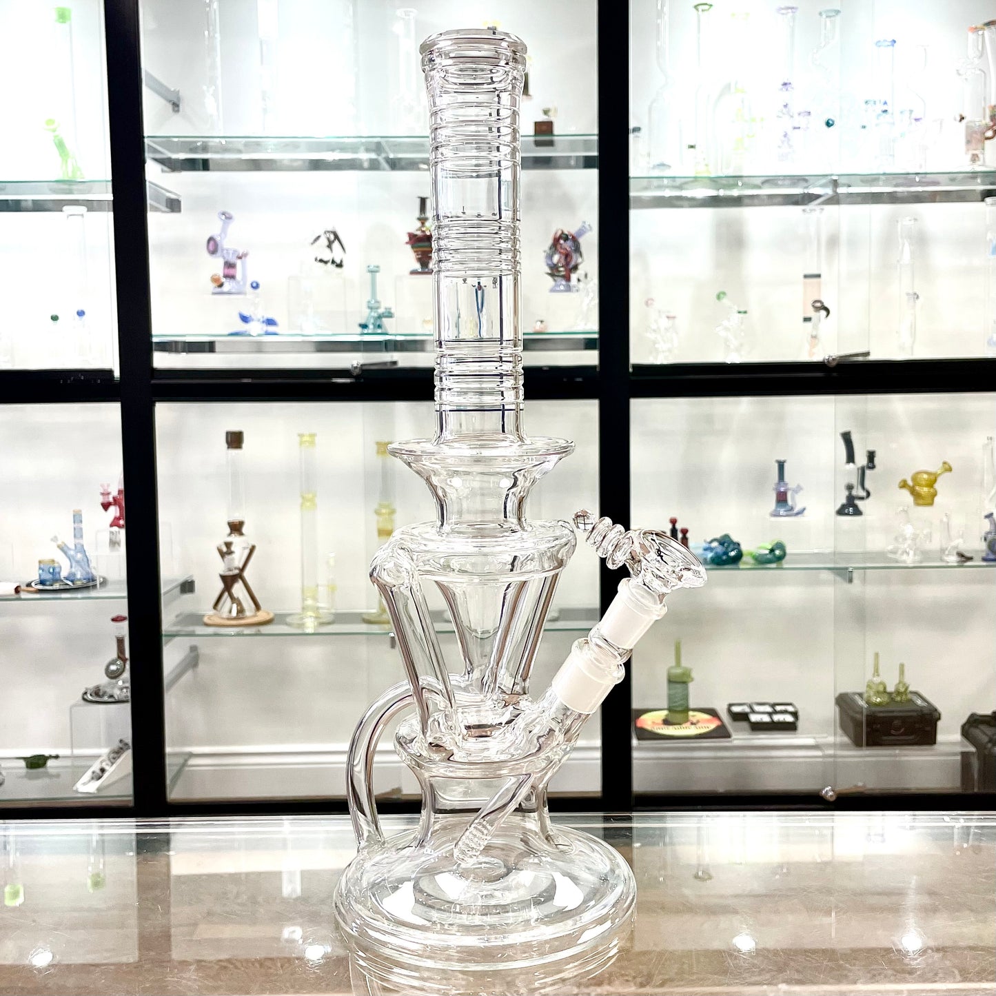 Red Heady Clear D.U.S.C. Recycling Tube w/ Lysergic Glass Art Downstem