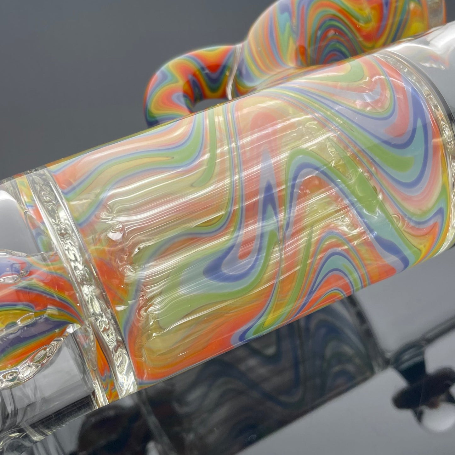 Blazed Worked Mini Pillar w/ Bent Neck & Hollow Foot - Wavy Gravy