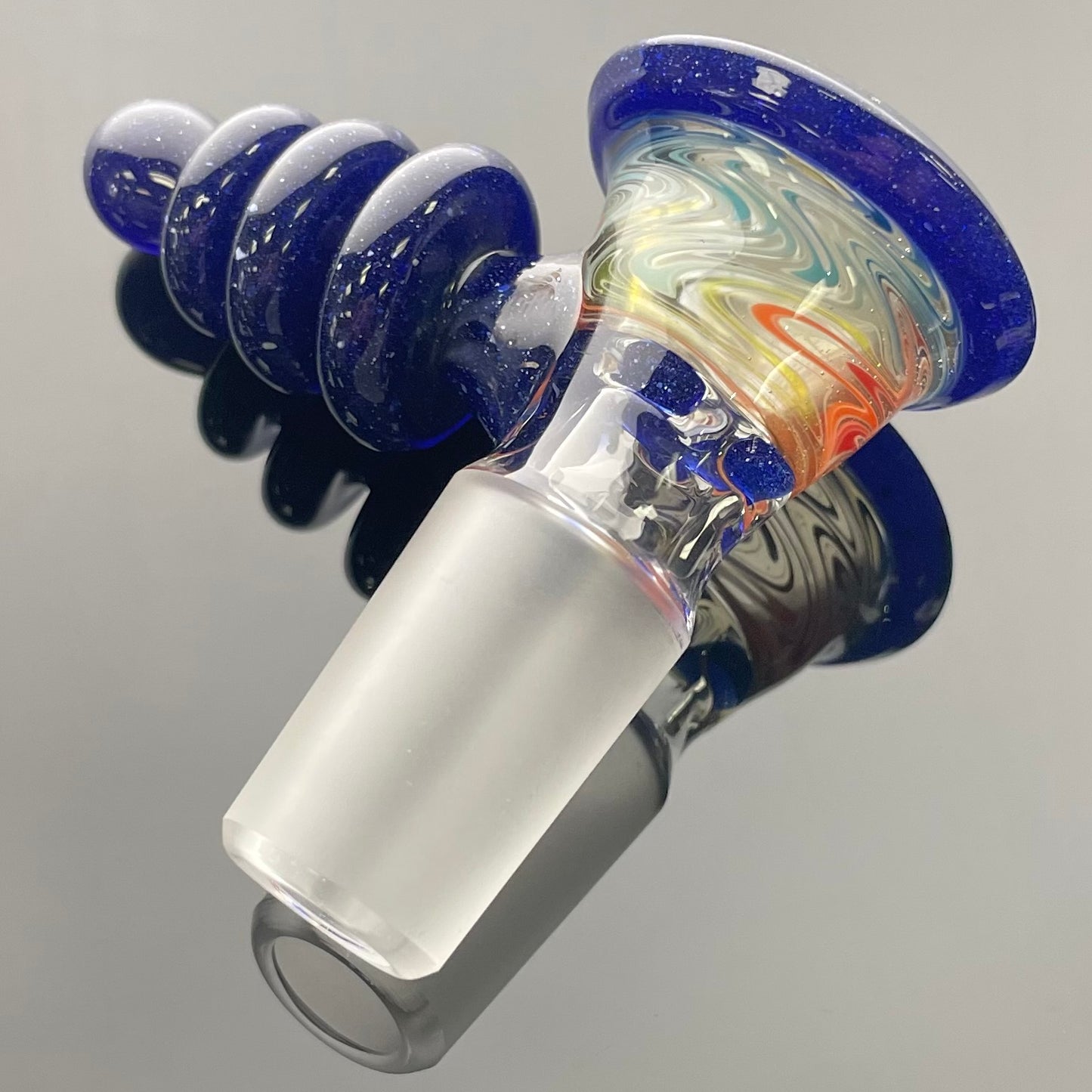 Red Heady Custom Vac Stack 18mm 4 Hole Ray Gun Bowl - Blue Blizzard & UV - #7
