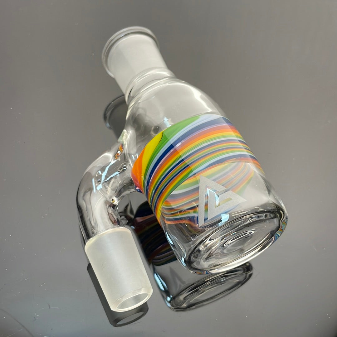 Gore Glass Dry Ash Catcher w/ Rainbow Worked Mid Section 18mm 90