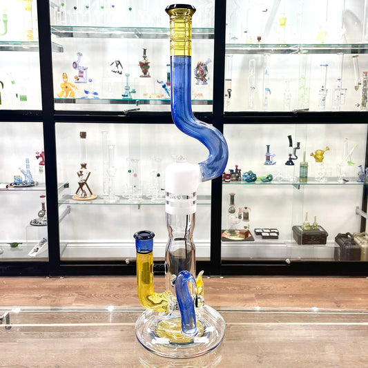 Titz Worked Double Bore Bent Neck Inline Tube w/ Hollow Foot