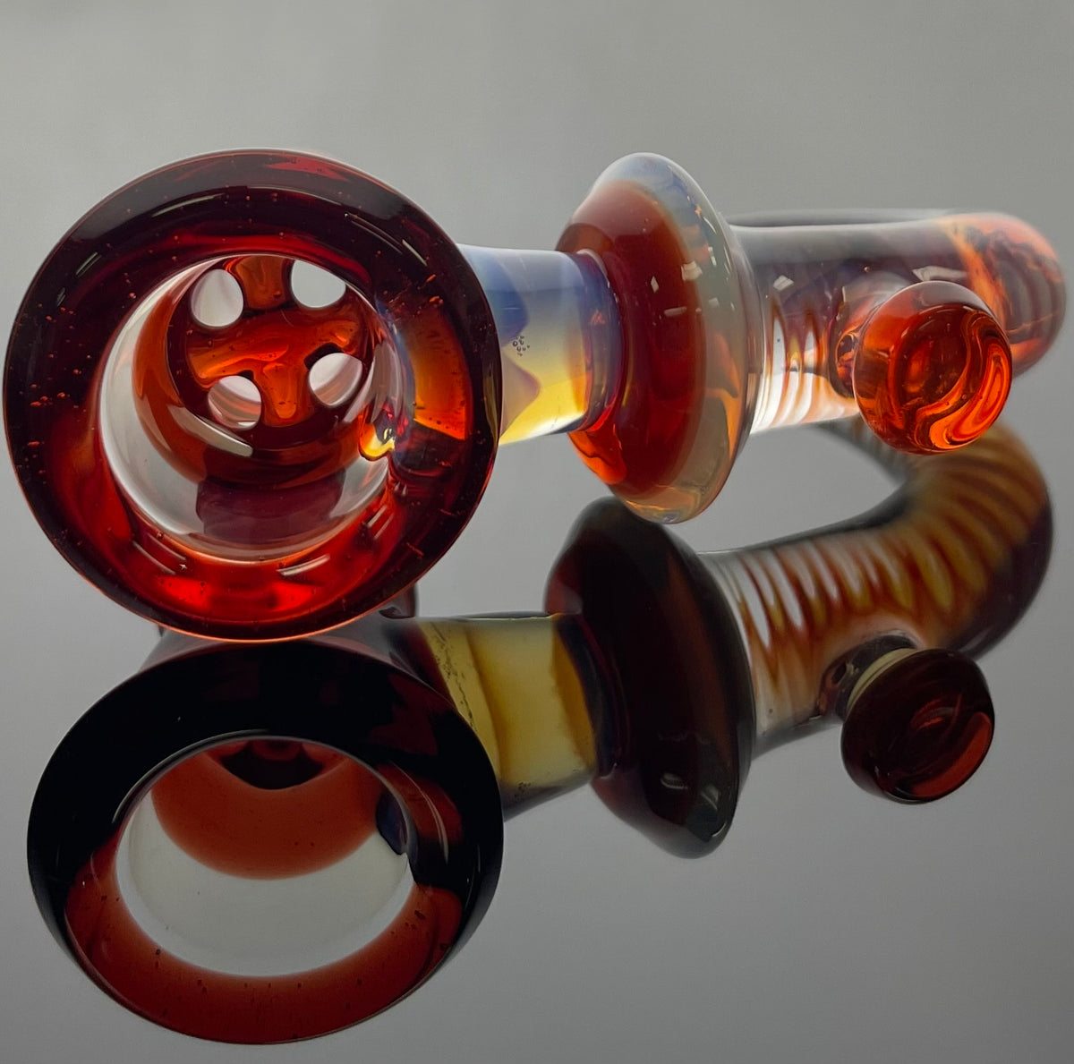 Jamms Full Accent Double Diamond Tube Set w/ Encalmo Midsection & Restriction, Matching Bowl & Poker - Moonstone & Ruby Slippers