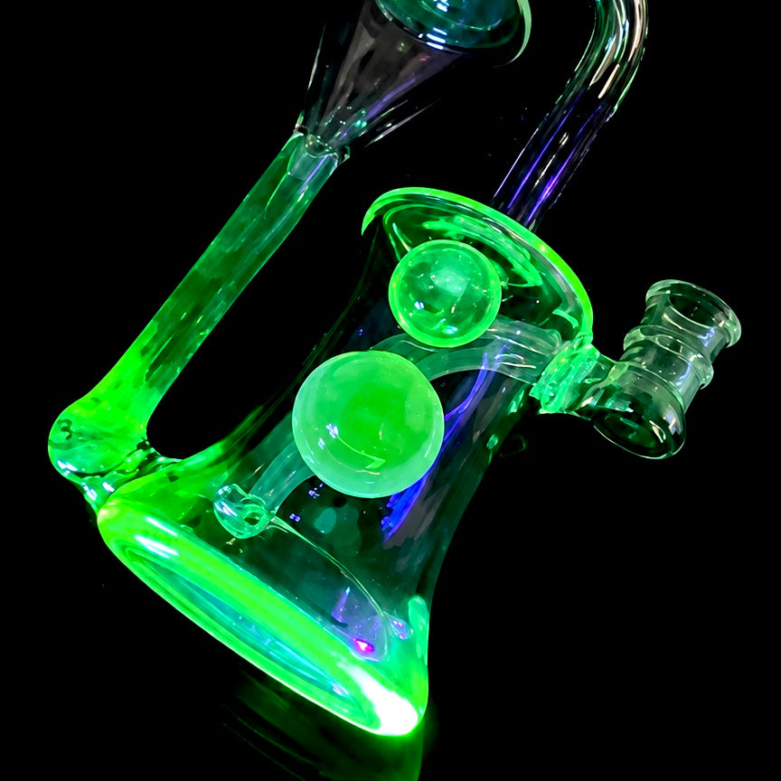 Clarks Glass 14mm Partial Colour Recycler - Limeaid w/ Ion (UV)