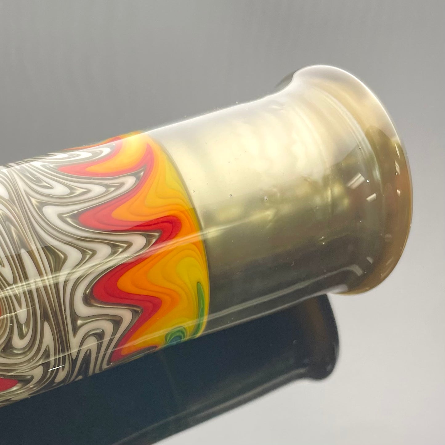 Full Zirkl x Pyrosophical Worked Ball Beaker - Electrum & Rainbow Line Work