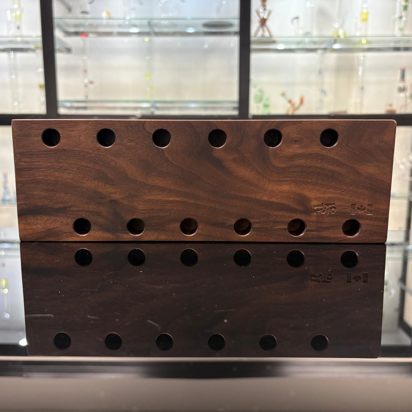Futo 12 Hole 4" x 12" Horned Bowl Stand - 14mm Walnut