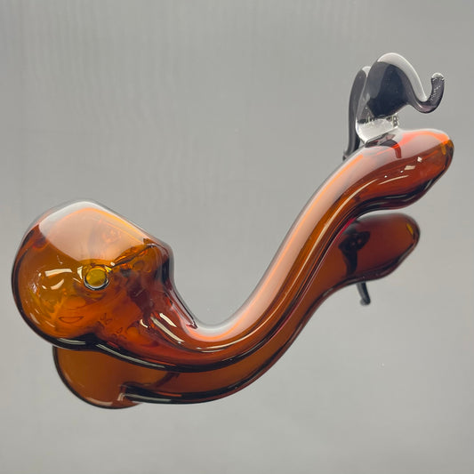 Red Eye Glass 5.5" Sherlock Moustache Hand Pipe - Amber