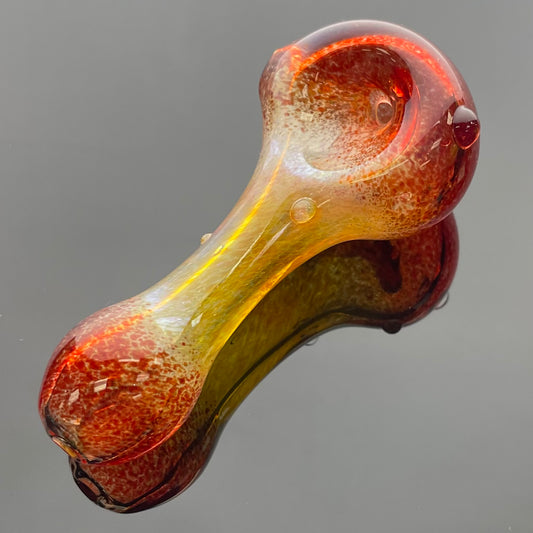 Fire Frit Glass 3.25" Hand Pipe - Fume w/ Red Frit