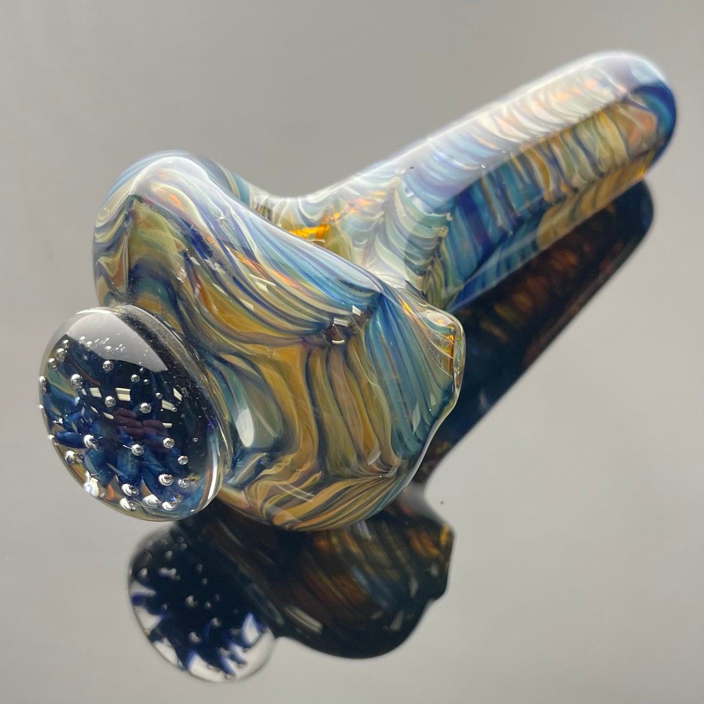 KG Glass 4.5" Wrap & Rake Thick Hand Pipe w/ Air Trap Marble