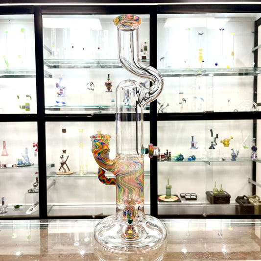 Blazed Worked Mini Pillar w/ Bent Neck & Hollow Foot - Wavy Gravy