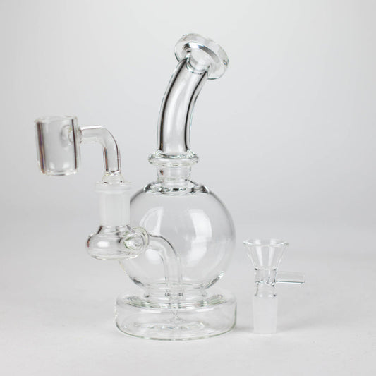 7" Clear Hollow Foot Ball Rig w/ 14mm Quartz Banger & Bowl