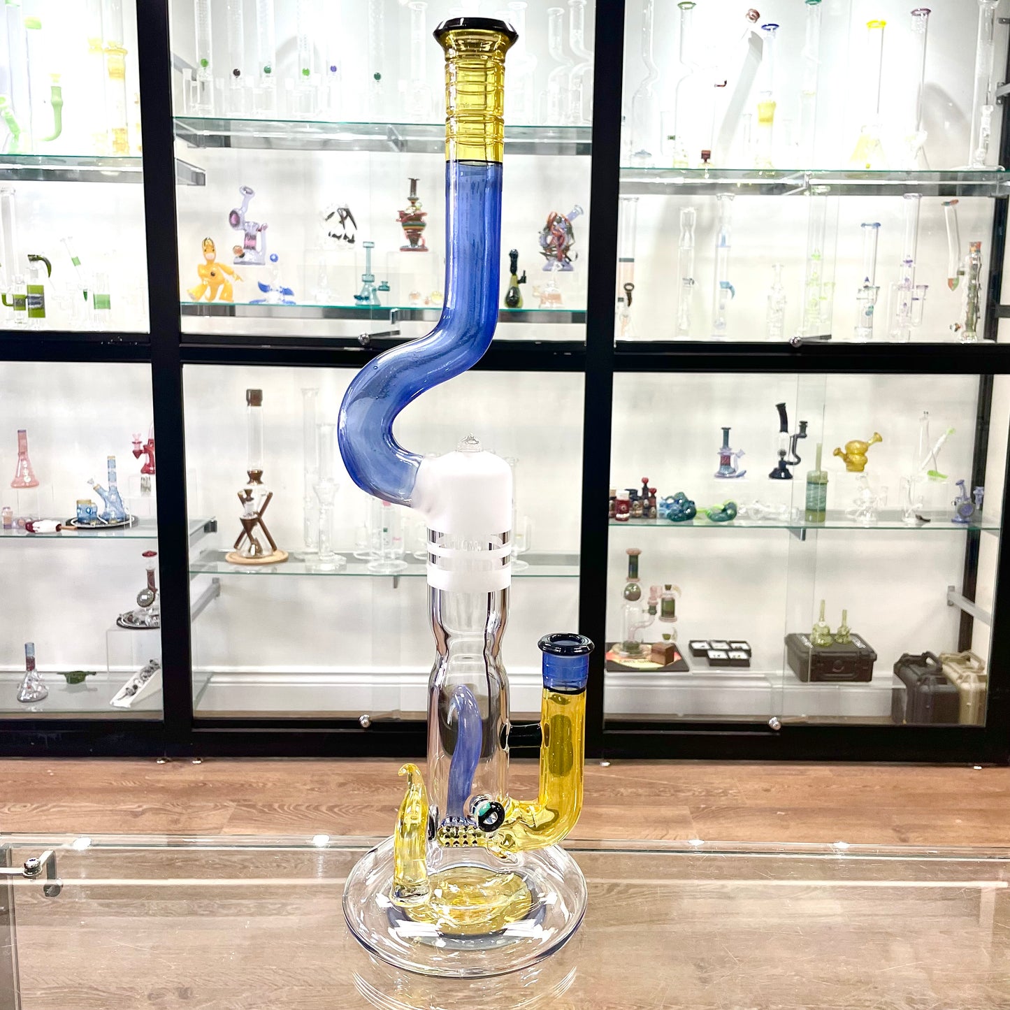 Titz Worked Double Bore Bent Neck Inline Tube w/ Hollow Foot