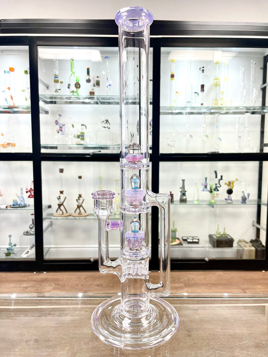 Blazed 44mm 3 Line Tree Tube - Rose Quartz & Transparent Marina w/ Opal