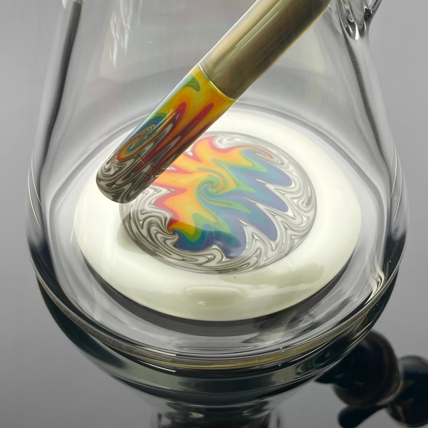 Full Zirkl x Pyrosophical Worked Ball Beaker - Electrum & Rainbow Line Work