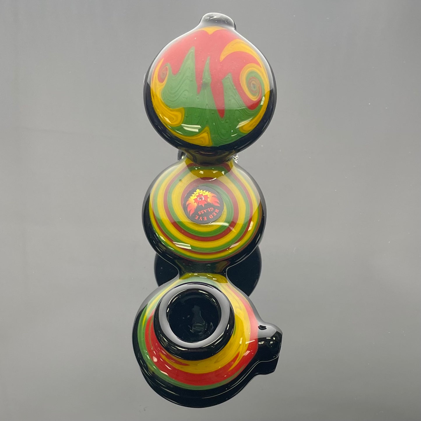 Red Eye Glass 4.5" Rasta Disc Hand Pipe