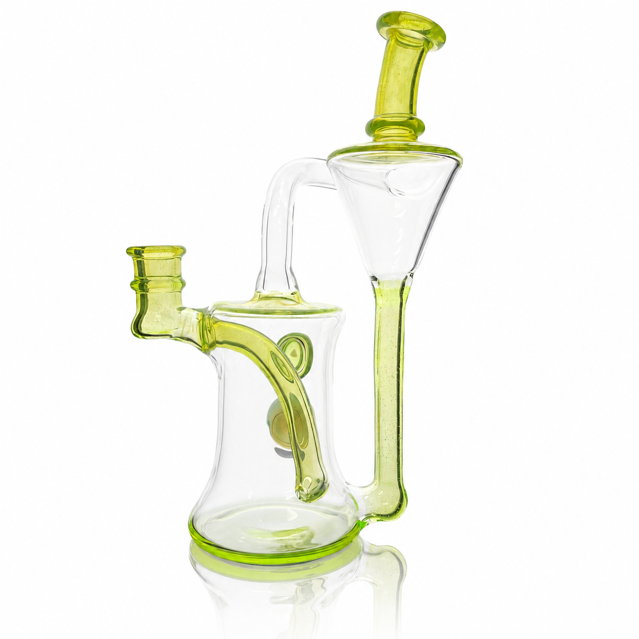 Clarks Glass 14mm Partial Colour Recycler - Limeaid w/ Ion (UV)