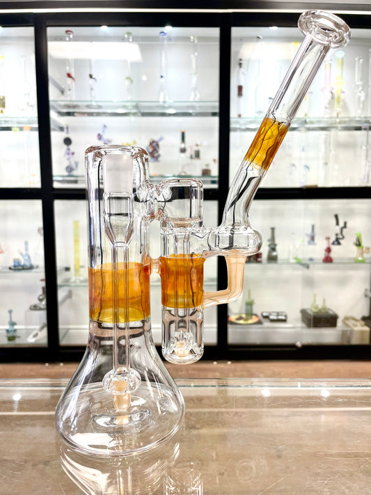 Green Belt Colour Accented Double Bubbler 18mm - Jupiter V2 & Peach