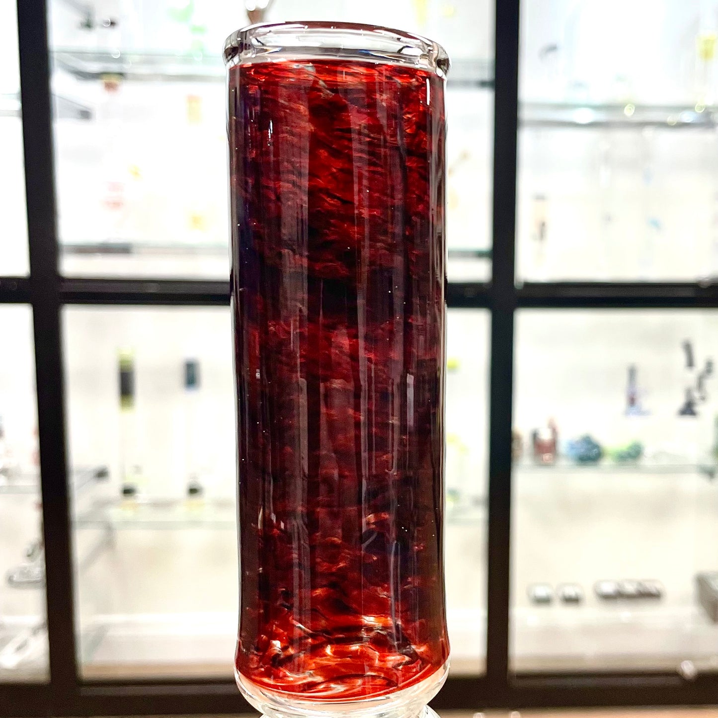 Mastah Glass Hollowfoot Frit Bong - Obsidian Rose