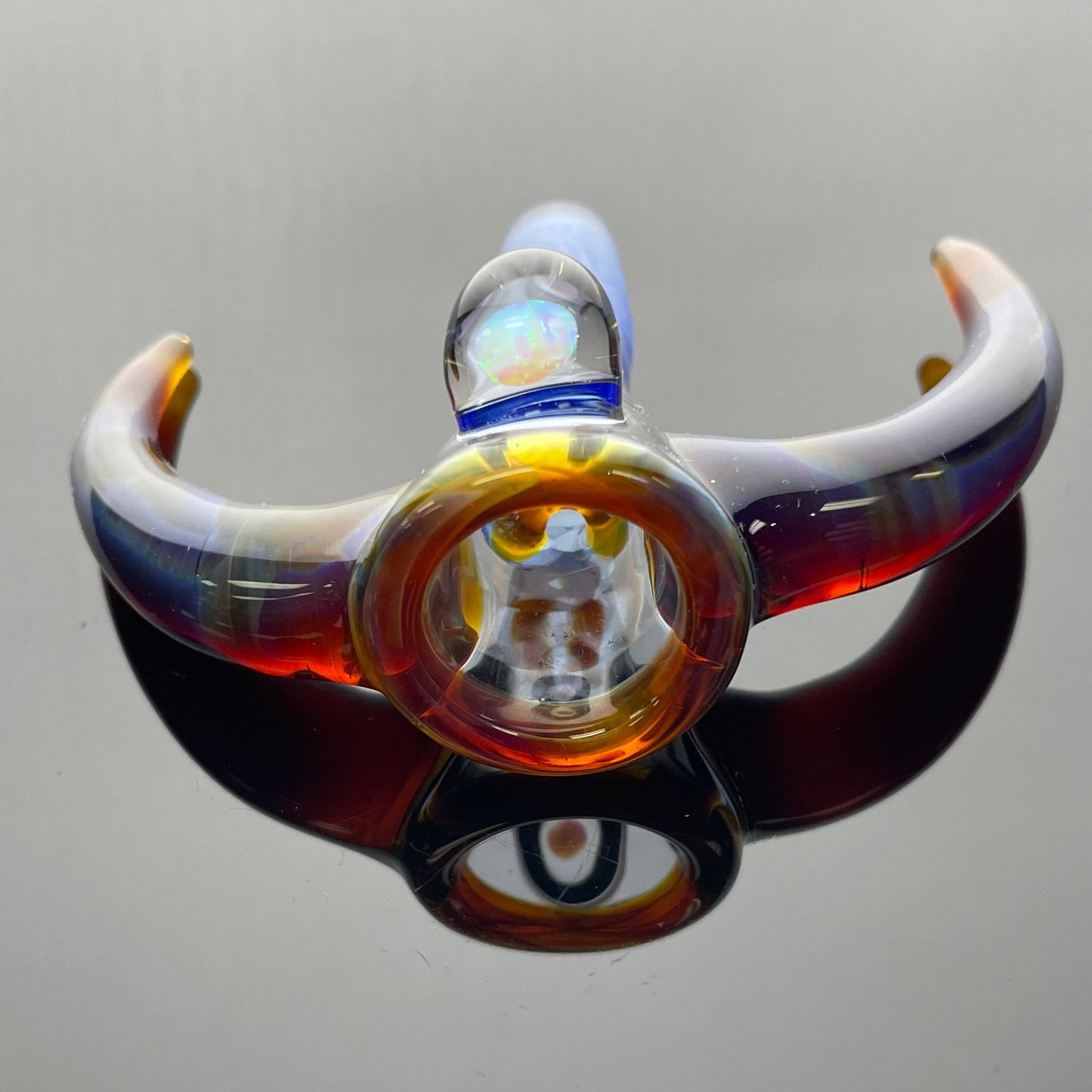 T-Rex 14mm 4 Hole Double Horn in Amber Purple w/ Handmade Raindrop Joint