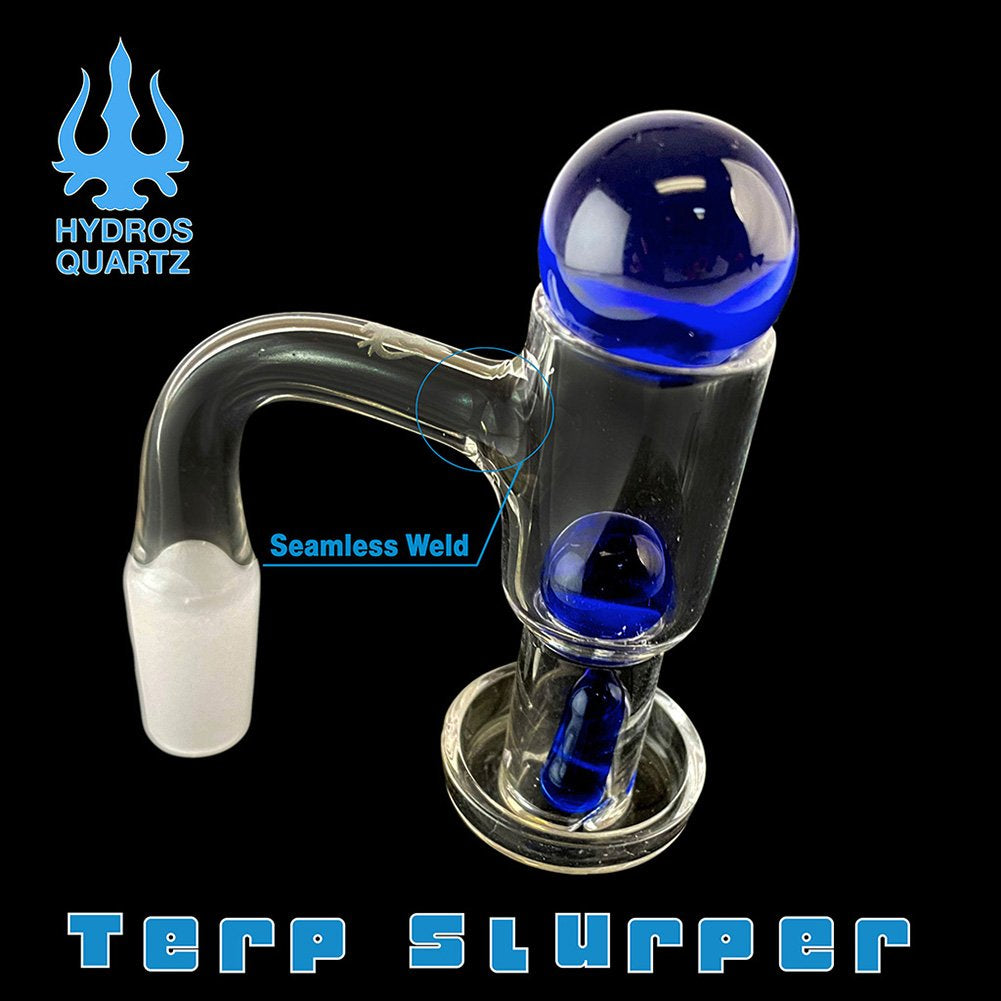 Hydros Glass 14mm 90 Degree Quartz Slurper Set w/ Marbles