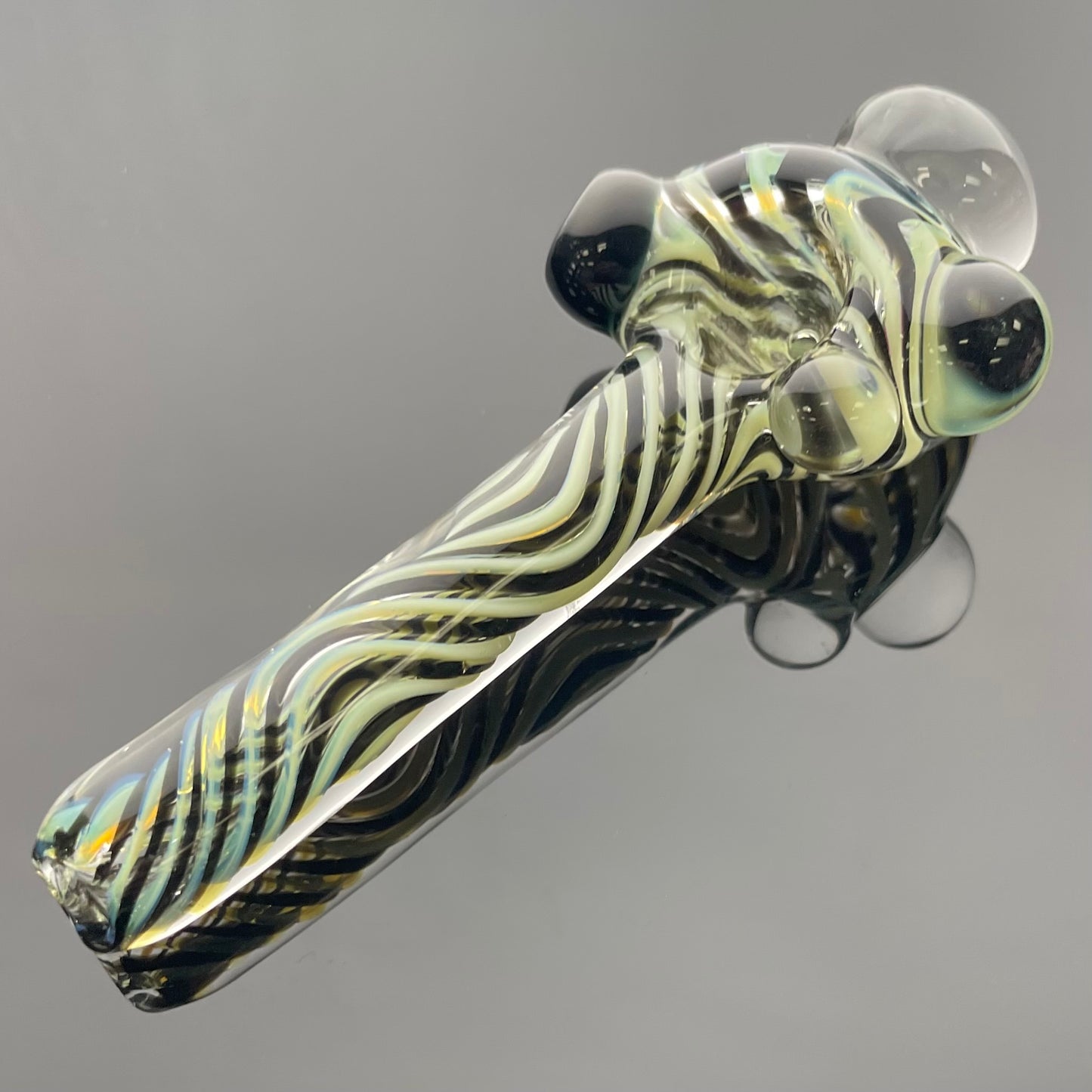 Shine Glass 4.25" Slyme & Black Linework Hand Pipe