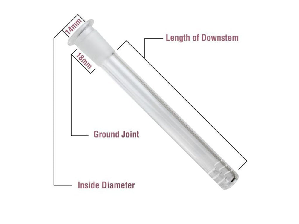 Hit Glass 18mm-14mm Clear Diffused Downstem w/ Logo - Various Lenghts