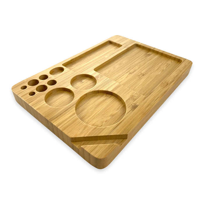 Bamboo Rolling Tray w/ 12 Compartments - 6" x 8"