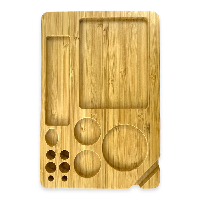 Bamboo Rolling Tray w/ 12 Compartments - 6" x 8"