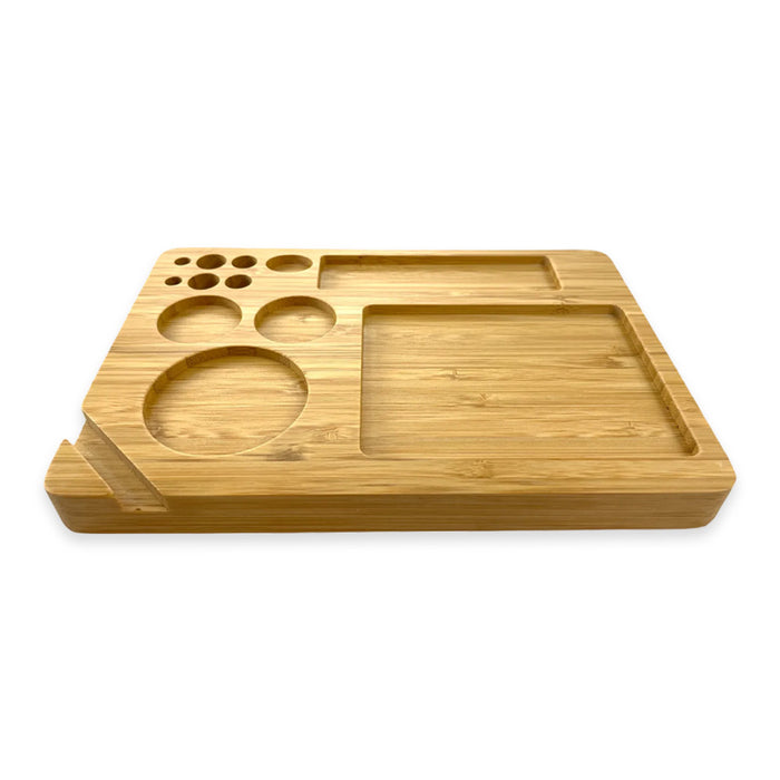 Bamboo Rolling Tray w/ 12 Compartments - 6" x 8"