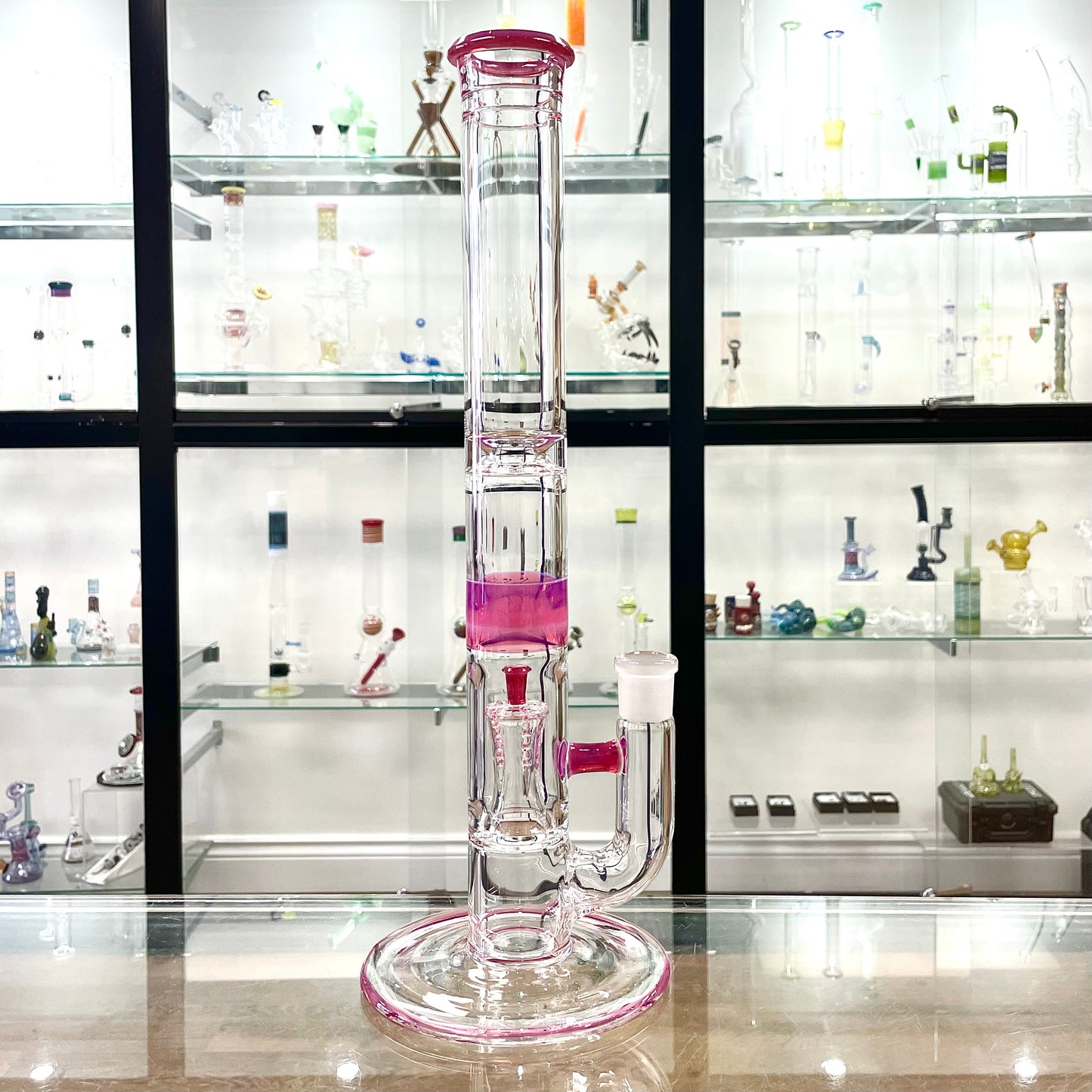 Jamms Fully Accented Natty Perc Straight Tube w/ Colour Band - Telemagenta