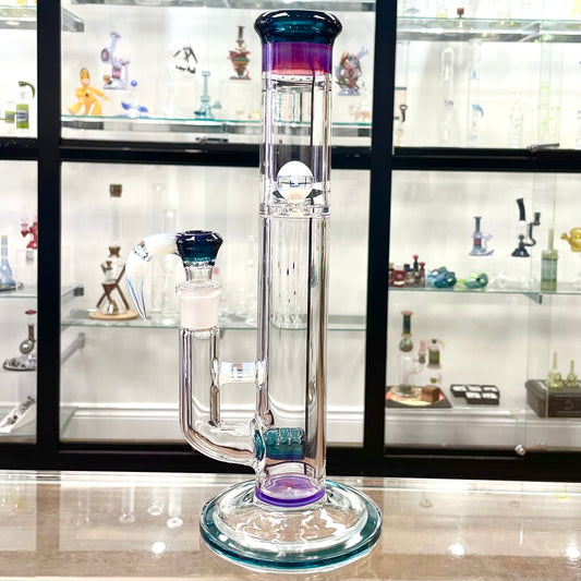 Green Belt Worked Marble Guard Tube + Bowl Set - Heavy Blue Stardust, Royal Jelly, Ghost & Three Opals(msg, bridge, bowl horn), matching bowl, lip wrapped foot