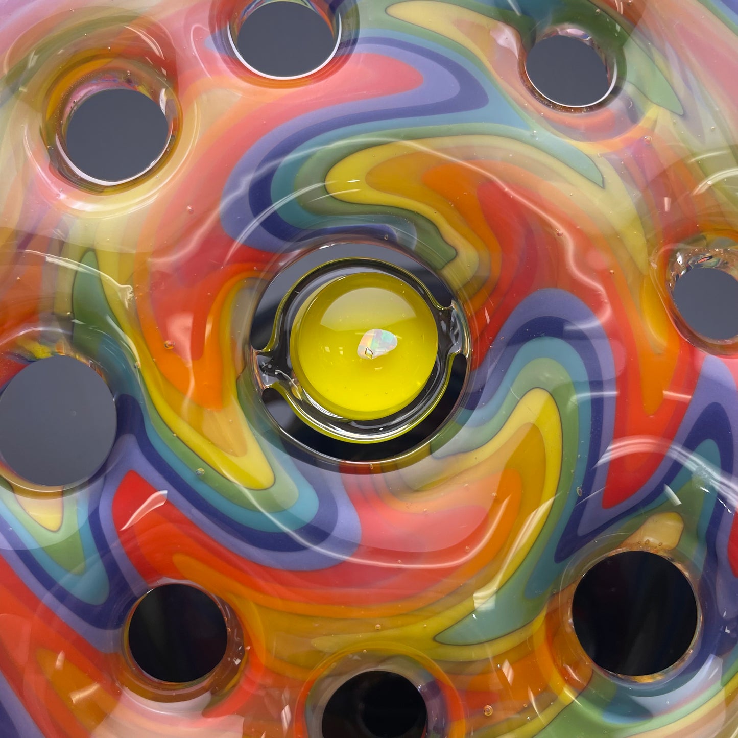 Blazed Worked Swiss Style Tube w/ Opal - Wavy Gravy