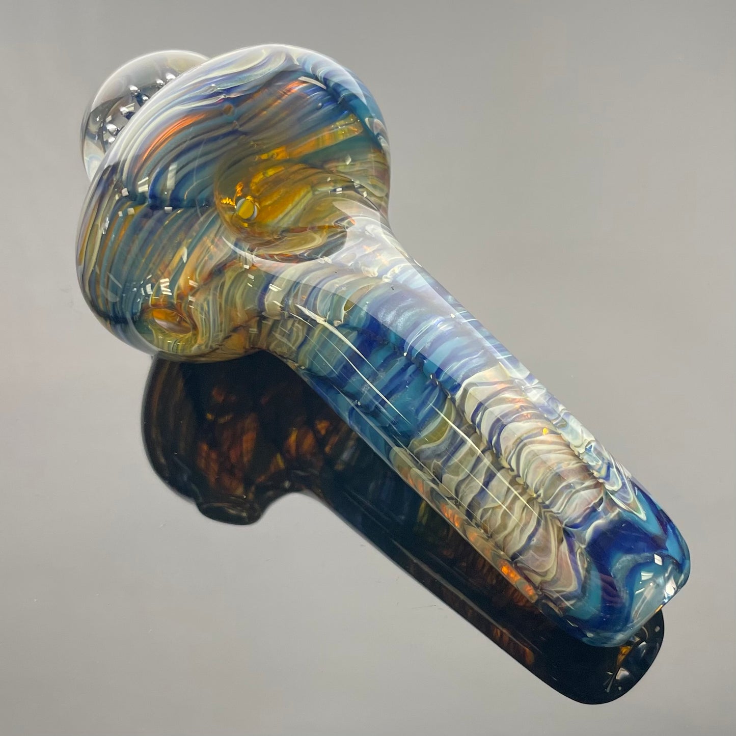 KG Glass 4.5" Wrap & Rake Thick Hand Pipe w/ Air Trap Marble