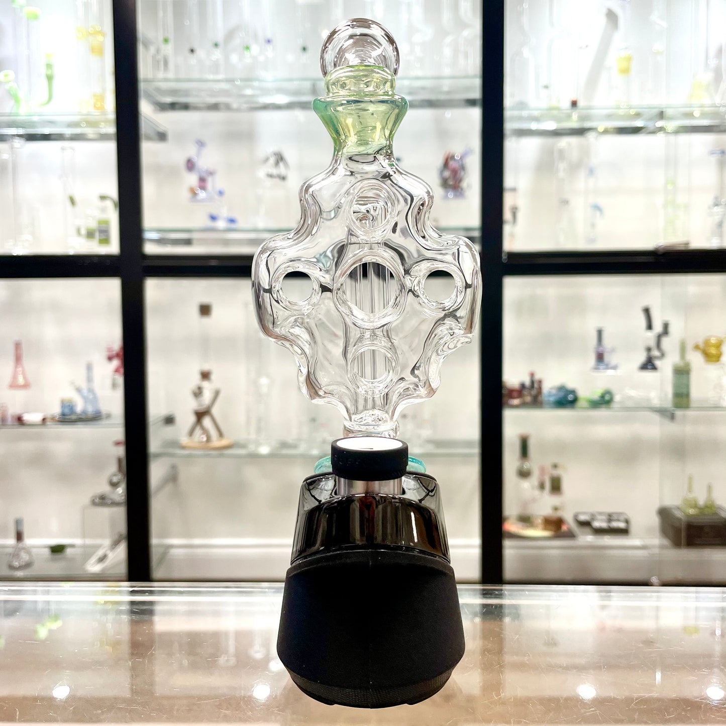 Eka Glass Colour Accented Swiffco Puffco Peak Glass Top - Sea Slyme