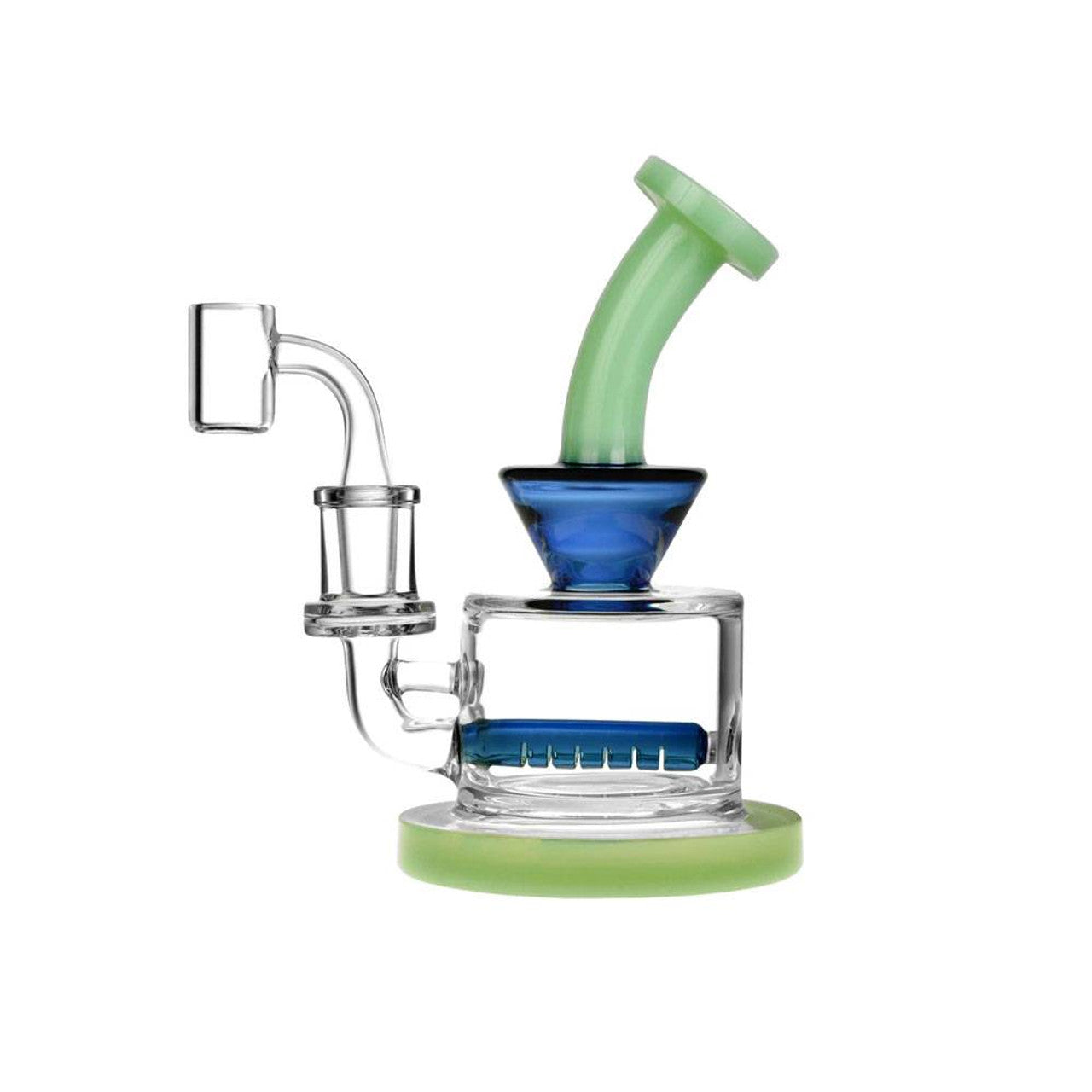 Pulsar 6.5" Mini Rig w/ Inline Perc - Mint Green w/Blue Accents