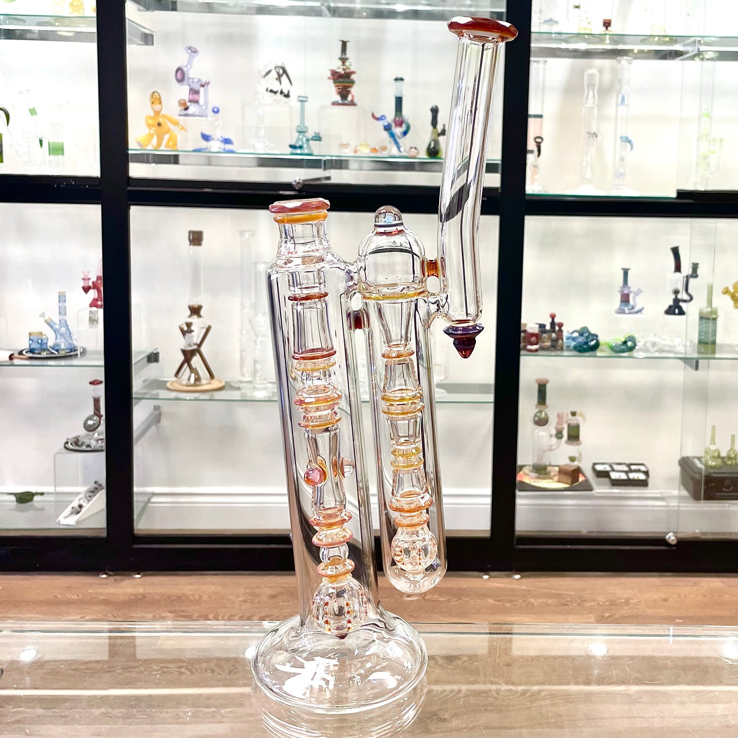 Blazed Colour Accented Double Bubbler - Amber Purple